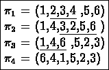 \framebox{\begin{minipage}{\textwidth}
\begin{tabbing}
\ \ \ \ \= \ \ \ \ \= \...
...,6}}$ ,5,2,3) \\
$\pi _{4}$\space = (6,4,1,5,2,3)\end{tabbing} \end{minipage}}