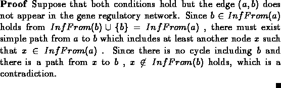 \begin{proof}Suppose that both conditions hold but the edge $(a,b)$\space does n...
..., $x \not \in
InfFrom(b)$\space holds, which is a contradiction.
\end{proof}