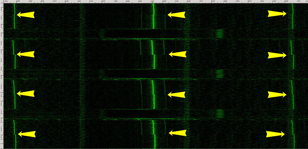 spectrogram of multiple GnuPG RSA decryptions