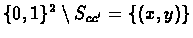 $\{0,1\}^2 \setminus S_{cc'} = \left\{(x,y)\right\}$