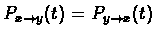 $P_{x \rightarrow y}(t) = P_{y \rightarrow x}(t)$