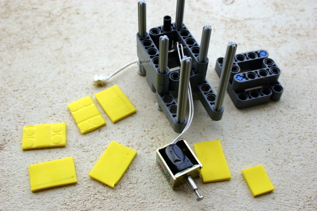 The solenoid, the Technic enclosure, and the foam